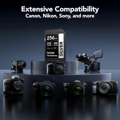 Lexar Tarjeta SD Profesional de 256 GB, UHS-I, C10, U3, V30, 4K, Tarjeta de Memoria SDXC de hasta 205/140 MB/s, para fotógrafo, videógrafo, Entusiasta (LSDSILV256G-BNNNU)