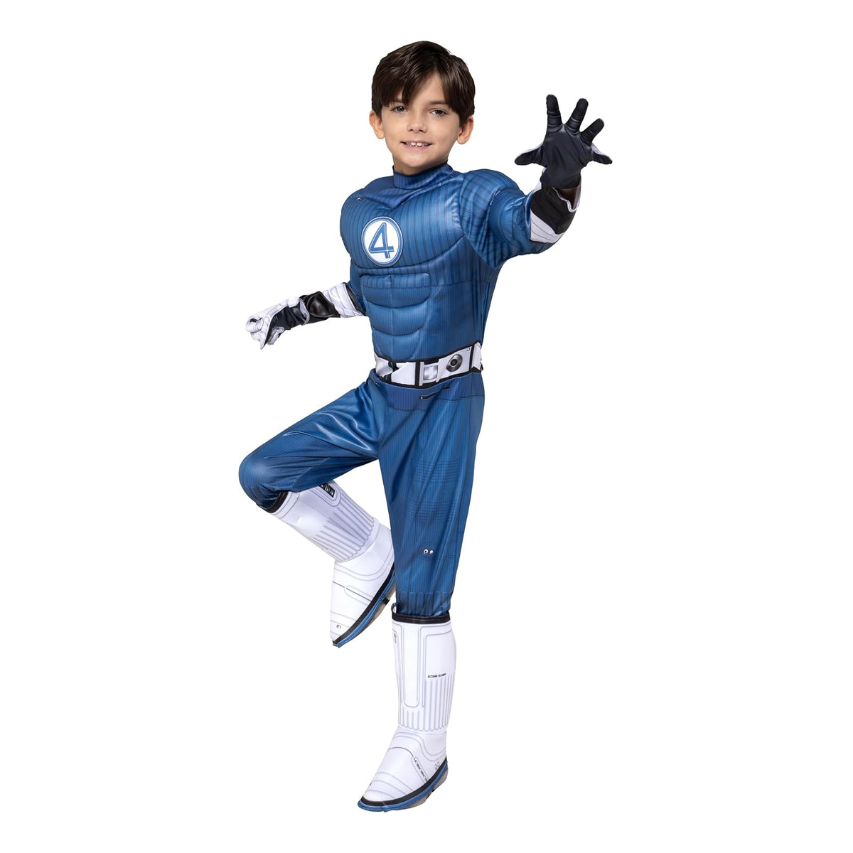 MARVEL Mr. Fantastic - Disfraz oficial de Halloween para jóvenes, overol acolchado de alta calidad con botas y guantes (L)