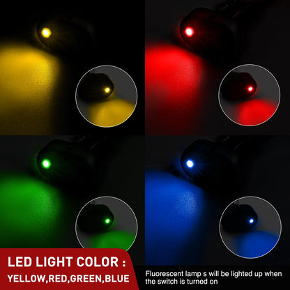 Nilight - 5 interruptores basculantes con iluminación LED, 12 V, iluminados, 30 A, 3 pines, SPST, forma ovalada, 12 mm, orificio, rojo, amarillo, azul, verde, para coche, camión, RV, motocicletas,