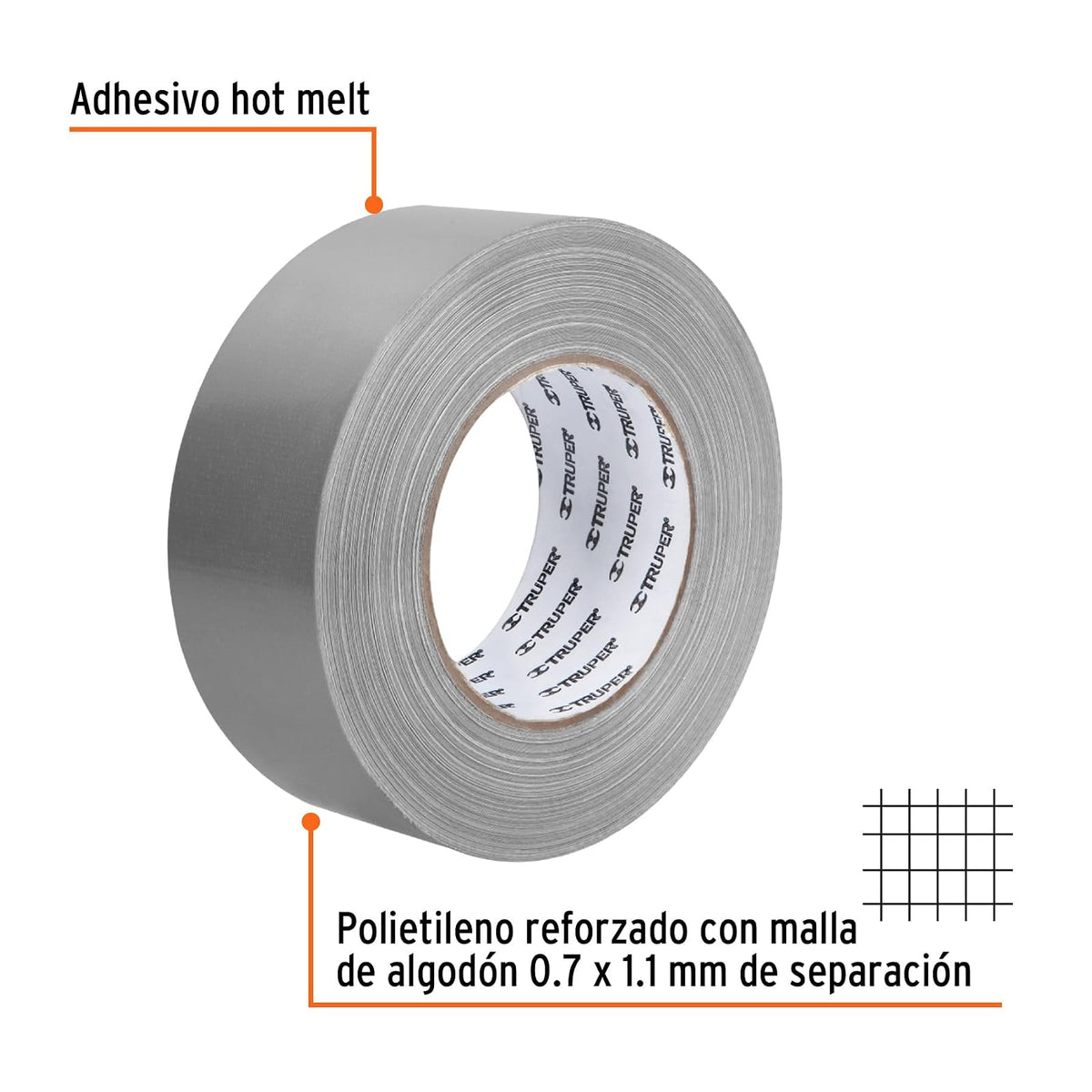 Truper CDU-50X, Cinta para ducto resistente a altas temperaturas, 50 m