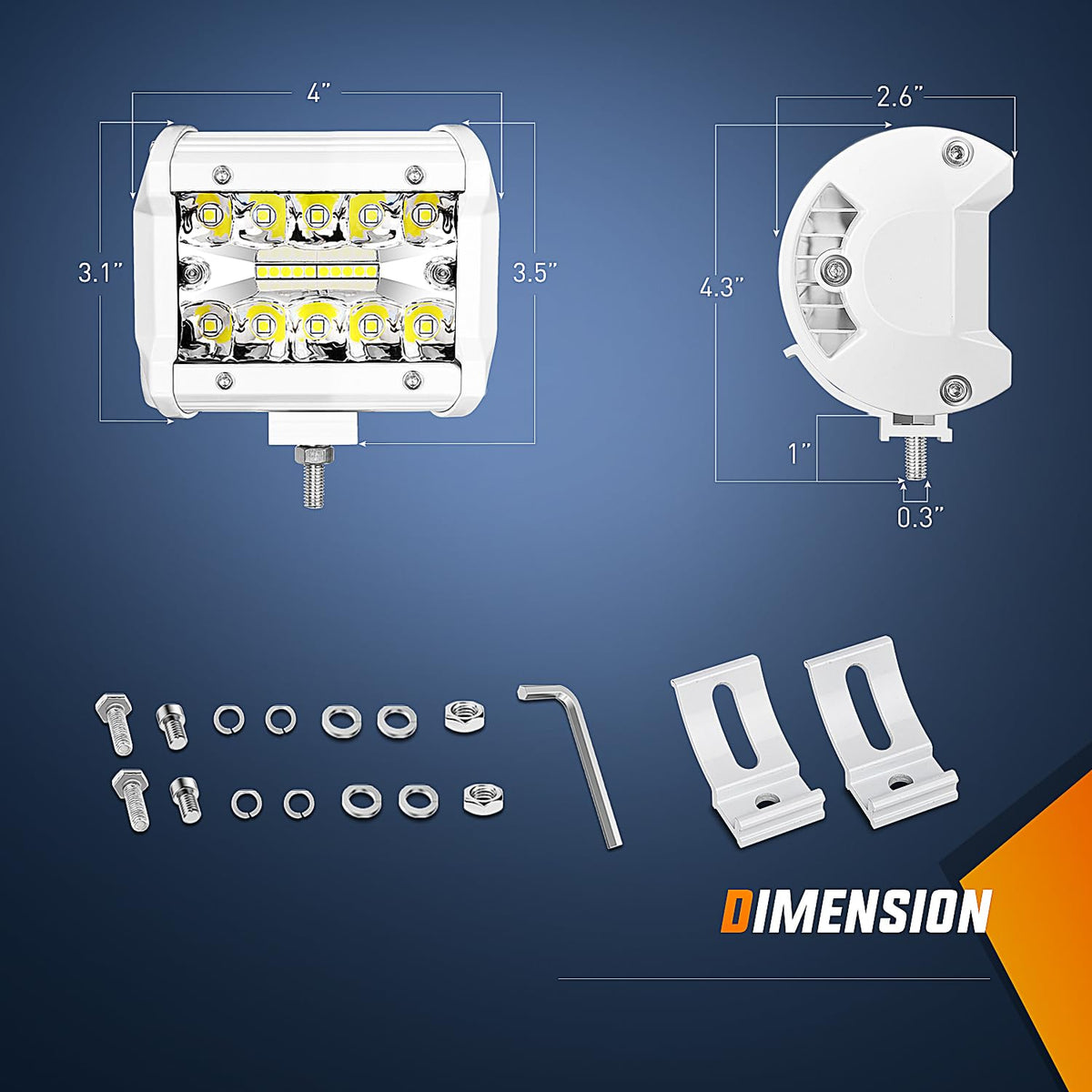 Nilight Marine - Juego de luces LED de navegación, 2 unidades de 4 pulgadas con puntos blancos de inundación, iluminación de muelle para cubierta de barco de Ponton, para pesca nocturna, puerto de