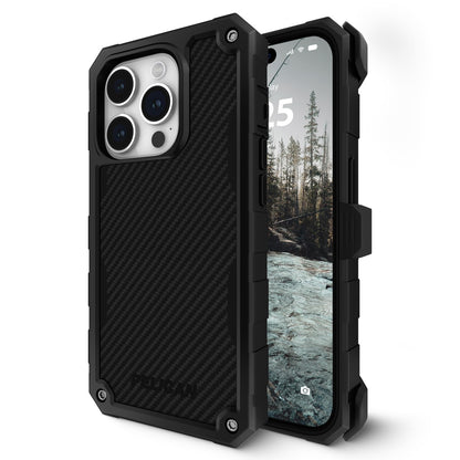 Pelican Shield Series Funda para iPhone 15 Pro | Negro, compatible con MagSafe, proyección contra caídas de grado militar de 20 pies, con soporte de clip para cinturón