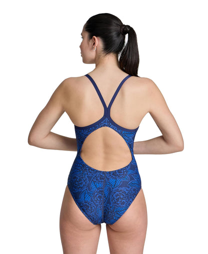 Arena - Traje de baño de una Pieza con diseño de Ramo de hortensias para Mujer, Resistente al Cloro, para Entrenamiento de competición de natación