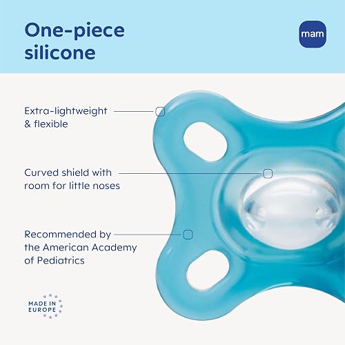 MAM Comfort - Chupón de bebé ligero de silicona de una sola pieza, 2 | Especialmente para bocas recién nacidos más pequeñas, sin BPA, fácil de limpiar, lo mejor para bebés lactantes