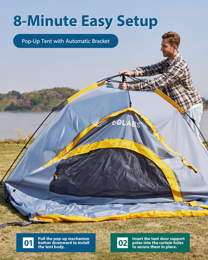 GOLABS Truck Bed Tent for 5-6 Ft Bed, 8-Minute Easy Setup by Pre-Assembled Design, Waterproof PU2000mm, 2-Person Portable with Extra Rainfly Cover for Camping & Outdoor, Includes Storage Bag