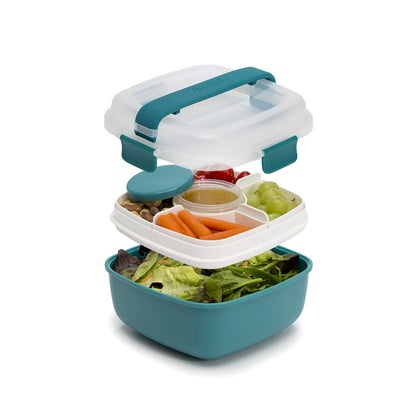 Goodful Contenedor apilable para fiambrera, almacenamiento de alimentos estilo Bento con compartimentos extraíbles para sándwich, aperitivos, coberturas y aderezo, a prueba de fugas y fabricado sin
