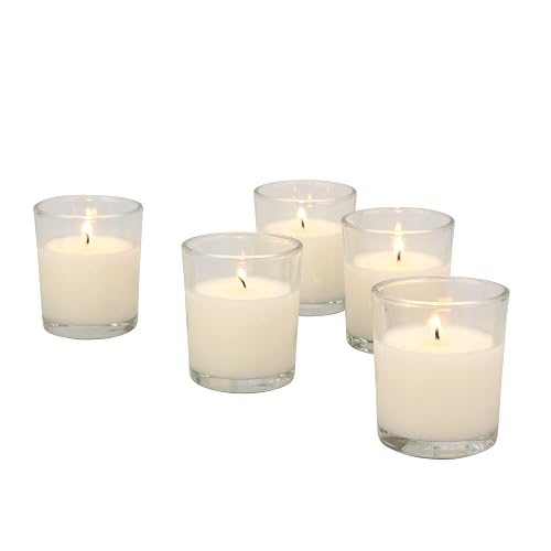 Stonebriar - Paquete de 48 velas votivas de vidrio transparente sin perfume de larga duración