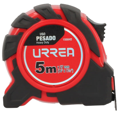 Urrea 1586HD Flexómetro Heavy Duty con Hoja de Acero y Carátula de ABS + TPR, 5 M x 27 Mm, 4 Remaches