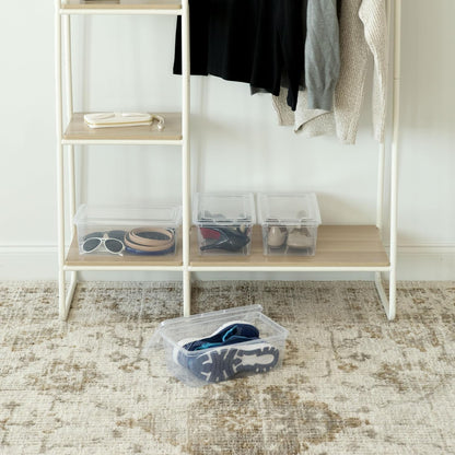 IRIS USA 6 Contenedores de 6 Qt con Tapa, Transparentes, Apilables | Ideal para zapatos, manualidades, oficina y despensa. Diseño transparente y anidable para organizar fácilmente.