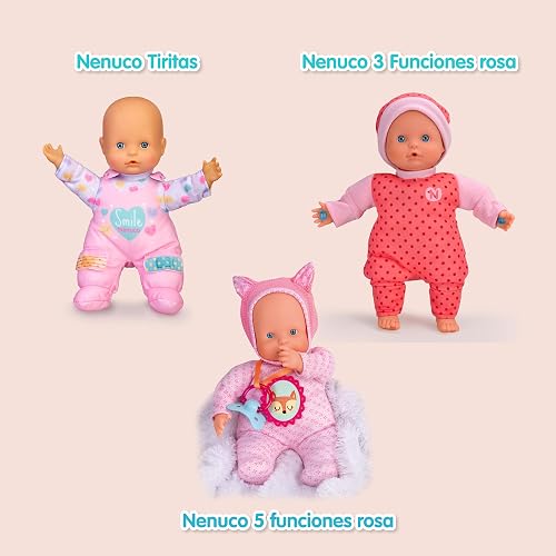 Nenuco Tiritas, Cuerpo Blandito de 25 cm, Muñeco con Sonidos de Bebé, Dice Papá y Mamá, Llora y se Ríe, Tiritas de Quita y Pon, Juguete para Niños Desde 10 Meses, Famosa
