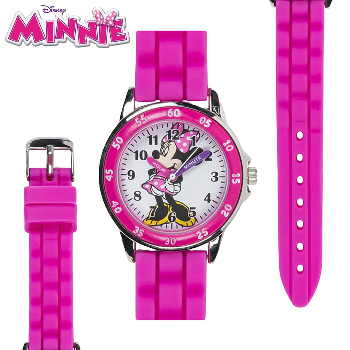 Accutime Kids Disney Mickey Mouse Minnie Mouse Analog Quartz Time Teacher Wrist Watch for Toddlers, Boys & Girls to Learn How to Tell Time