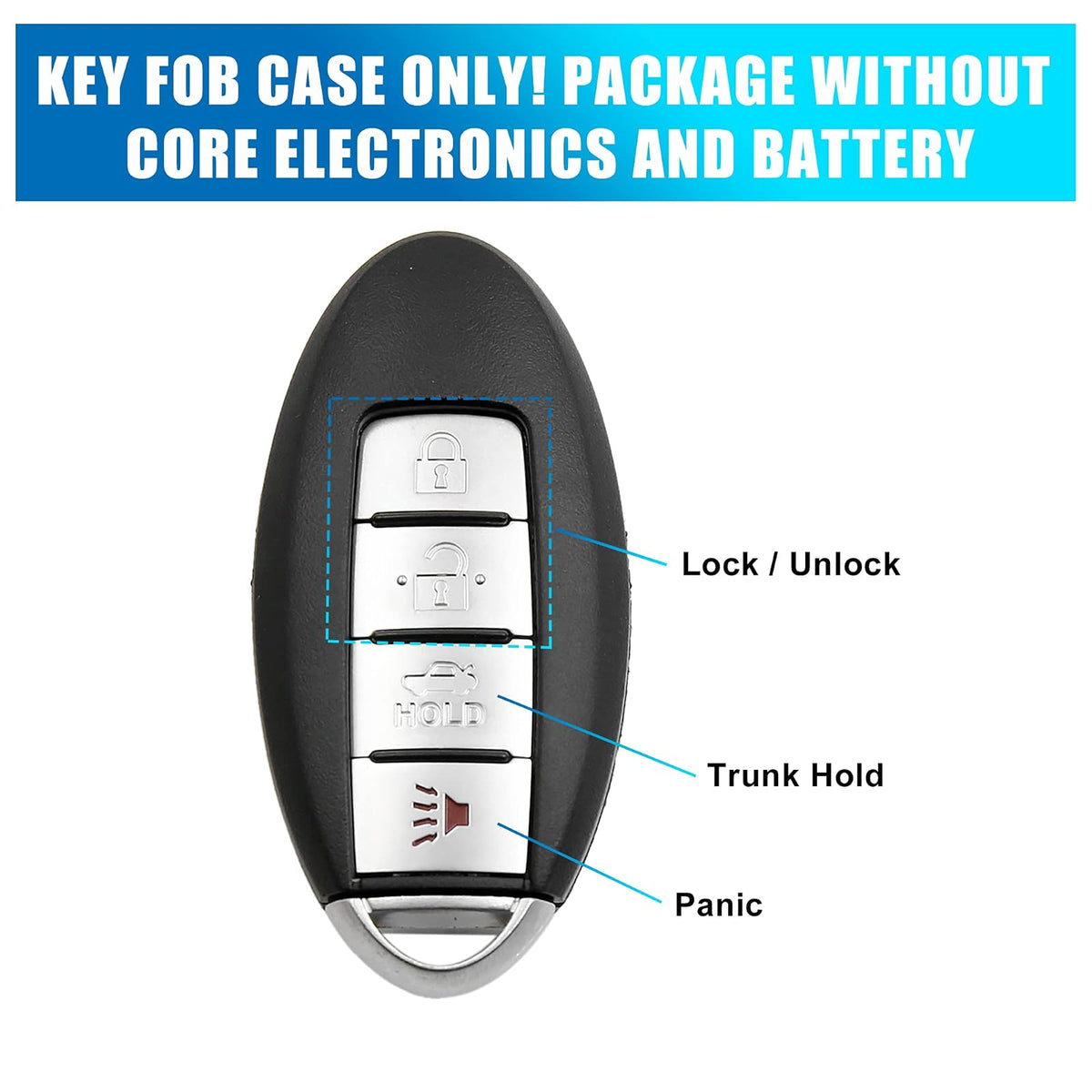 uxcell Carcasa de Repuesto para Llave de Mando a Distancia 4 Botones KR55WK48903 para Nissan Altima 2007-2012