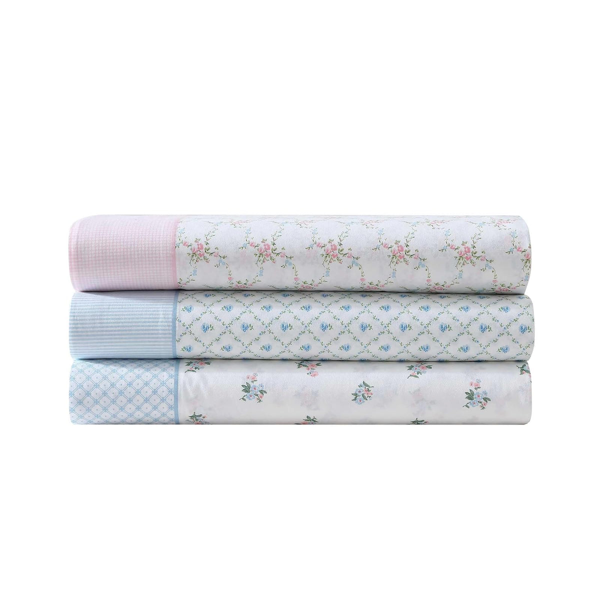 Laura Ashley - Juego de sábanas, Ropa de Cama de algodón percal Transpirable, 200 Hilos, Bolsillo Profundo, decoración Elegante para el hogar (Lynda Rosa, King)