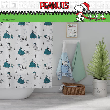 Franco Peanuts Snoopy - Cortina de Ducha de Microfibra para baño de Navidad, 72 x 72 Pulgadas (Producto con Licencia Oficial)