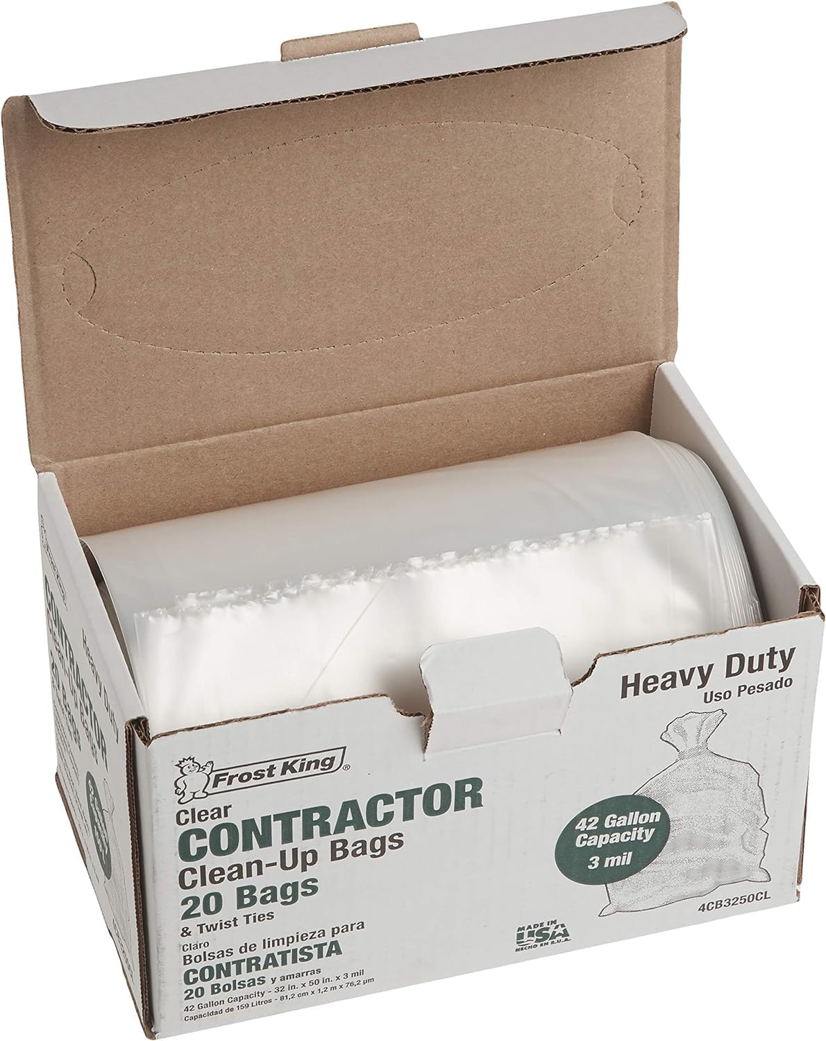 Frost King CB3250CLSP CB3250 - Contratista resistente en caja, 32 x 50 x 3 mil, 20 bolsas, transparente