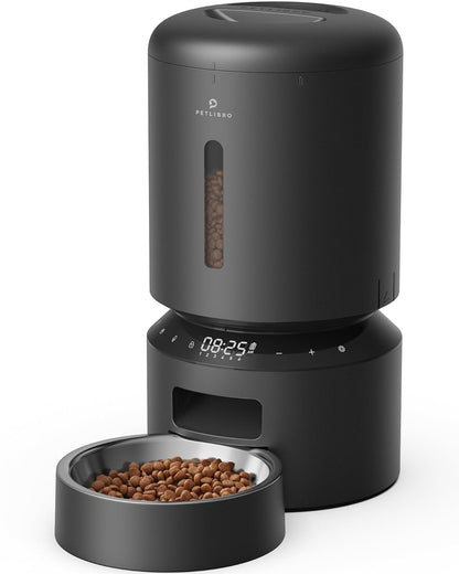 PETLIBRO Comedero Automático para Gatos, Acero Inoxidable - 5L - Negro