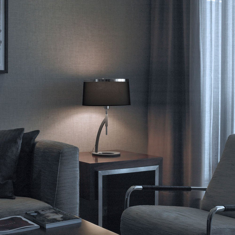 LEDS-C4 10431 Lámpara de Mesa Virginia, E-26 / E-27, Pantalla Tela Negra Incluida