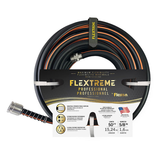 Flexon Flextreme Pro Manguera de Jardín de Goma 5/8 x 50 pies Resistente a Torceduras
