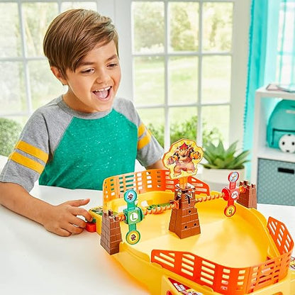 EPOCH Super Mario Fireball Stadium - Juego de acción de Mesa para 2 Jugadores para Mayores de 5 años - Incluye Bowser's Tower, Objetivos de Doble Cara y Cifras de acción coleccionables Mario & Luigi