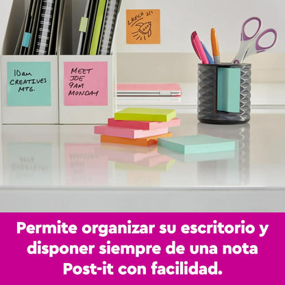 Post-it Dispensador Vertical de Notas Adhesivas Pop Up, Color Negro, Incluye 1 pad de notas Post-it Pop Up Amarillas