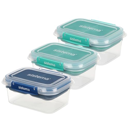 Sistema TO GO Stax - Contenedores de almacenamiento de alimentos a prueba de fugas, 1 l, recipientes herméticos y apilables para preparar comidas con tapas, fiambreras, sin BPA, 3 unidades