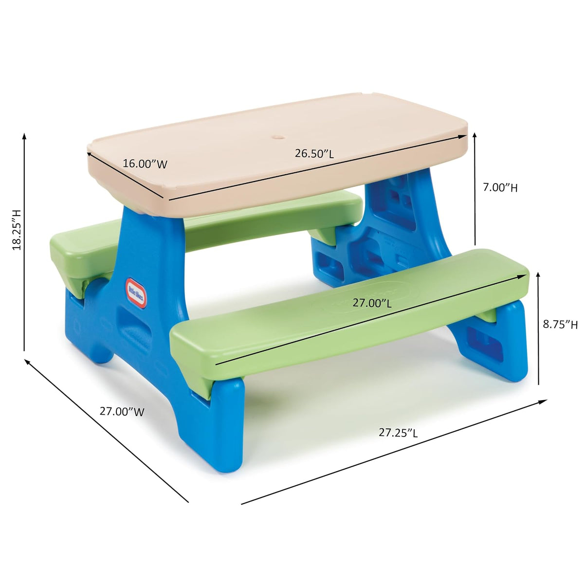 Little Tikes Easy Store Junior Play Table, Verde