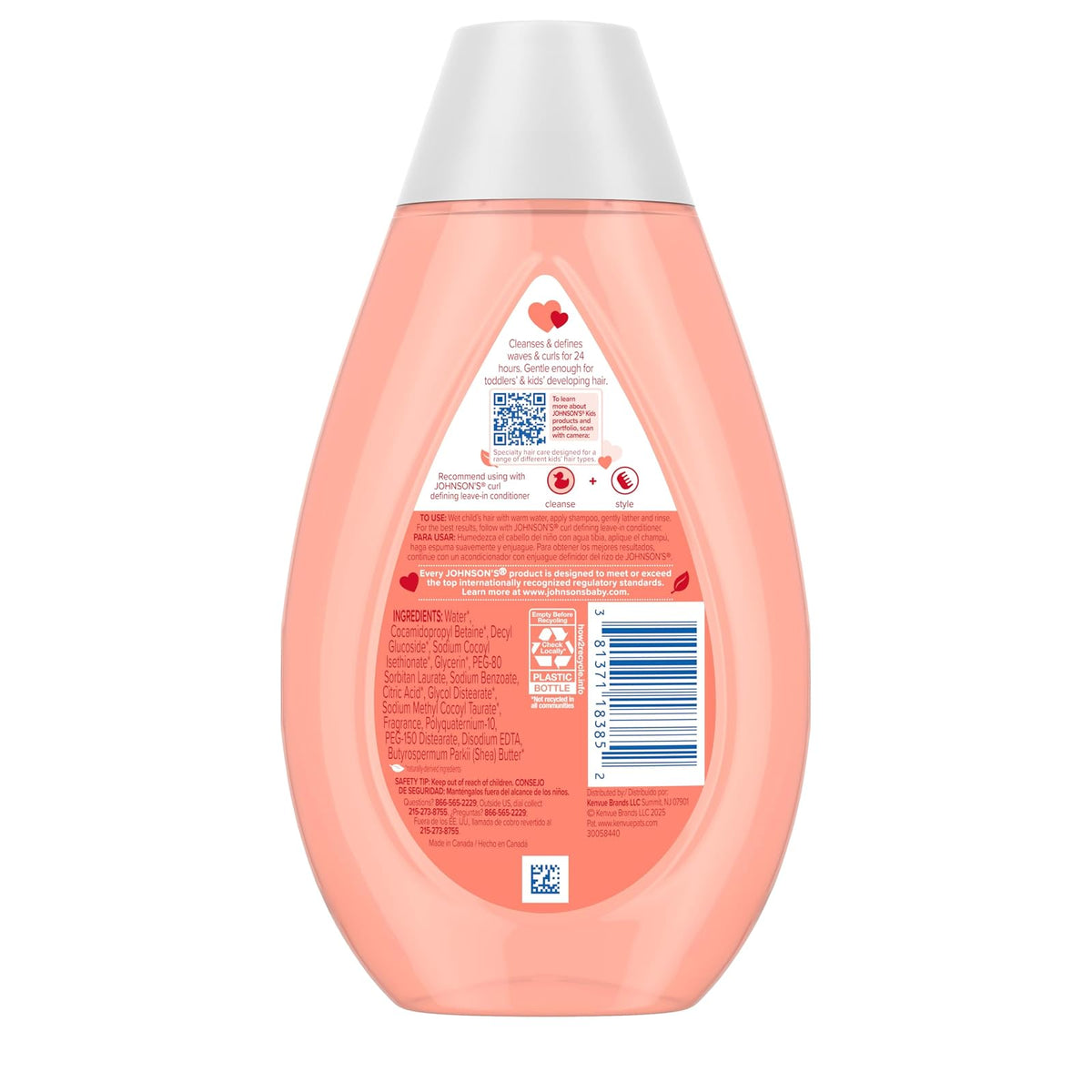 Johnson's Baby - Champú para niños sin lágrimas que define los rizos con manteca de karité, 13.6 onzas líquidas