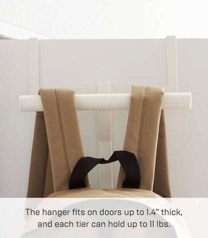 Yamazaki Home Tower - Mochila para colgar sobre la puerta para clóset o recámara, estante de almacenamiento de metal de dos niveles, fácil instalación, acero
