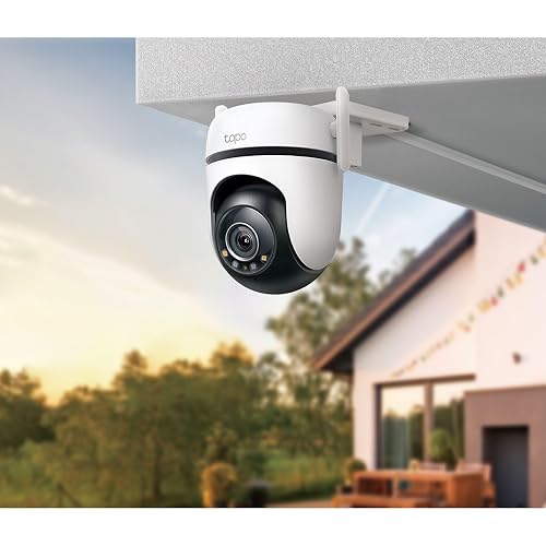 Tapo TP-Link TC42, Cámara de Seguridad Wi-Fi Exterior 2K QHD, Visión Nocturna a Color con Sensor Starlight, Detección Inteligente por IA, Cobertura de 360°, Compatible con Alexa