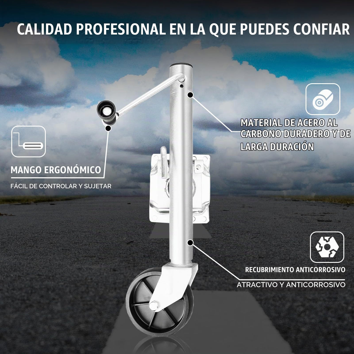 Torin Gato de Remolque Giratorio con Rueda ATR39001B, 454 kg, Elevación de 25 cm, Plateado
