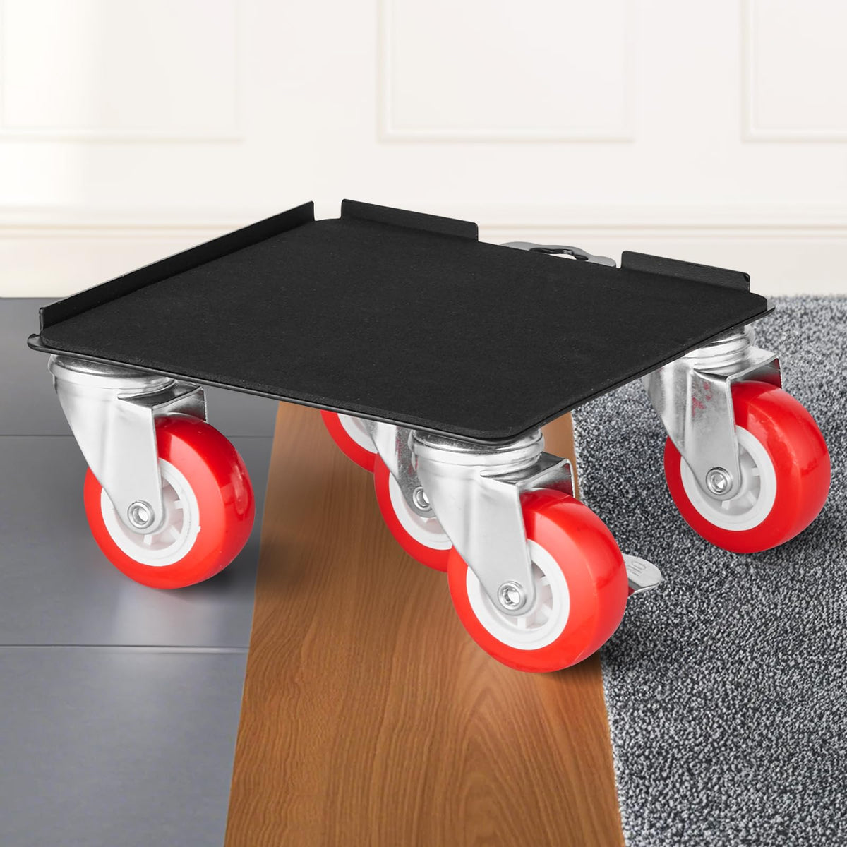 VEVOR 4 PCS Plataforma Rodante para Muebles 175 x 160 x 70 mm Carga de 1575 kg, Transportador de Muebles Resistente con 5 Ruedas Giratorias de 360° y Panel de Acero al Carbono para Mover Muebles