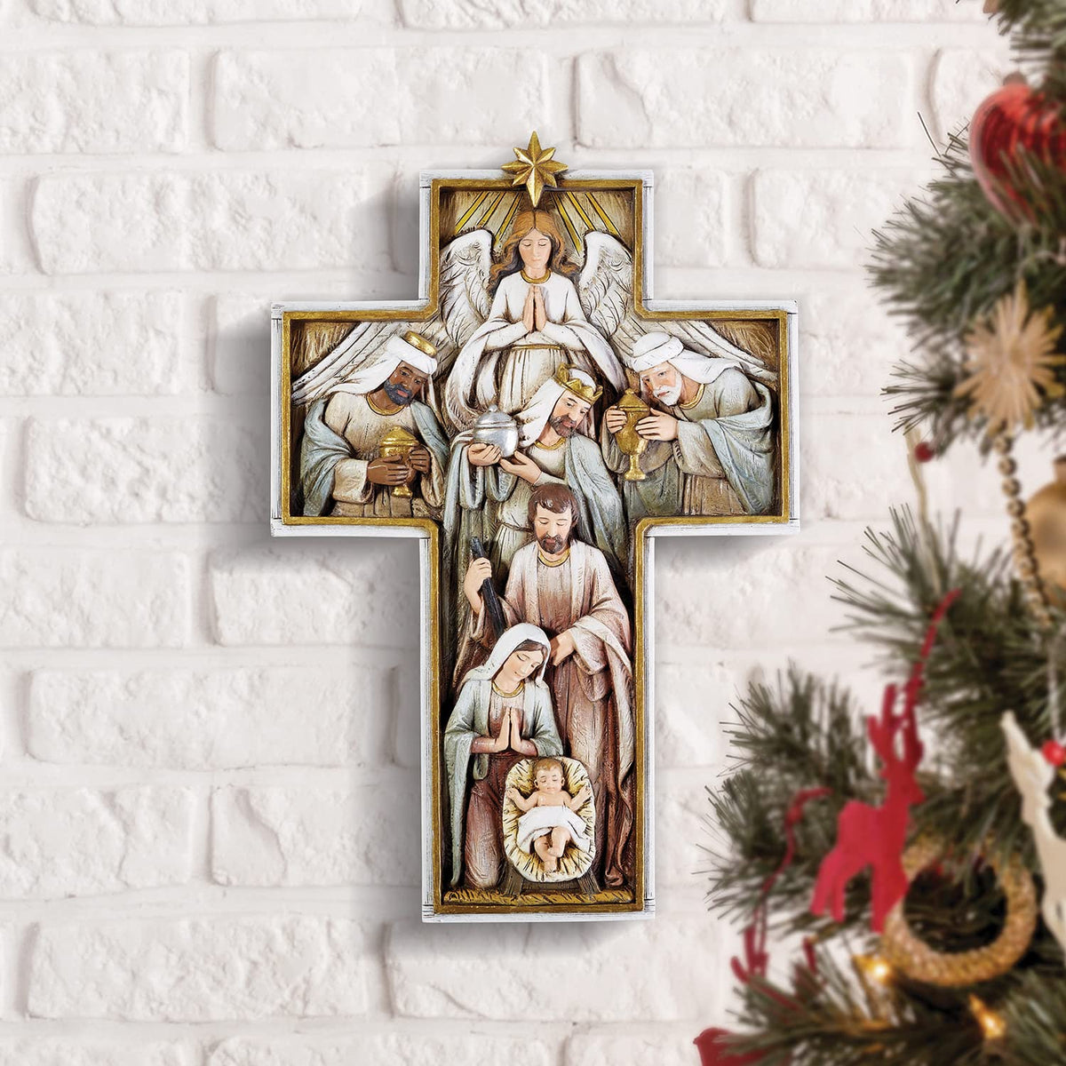 Avalon Gallery Nativity Holy Family - Cruz de pared de 12 pulgadas
