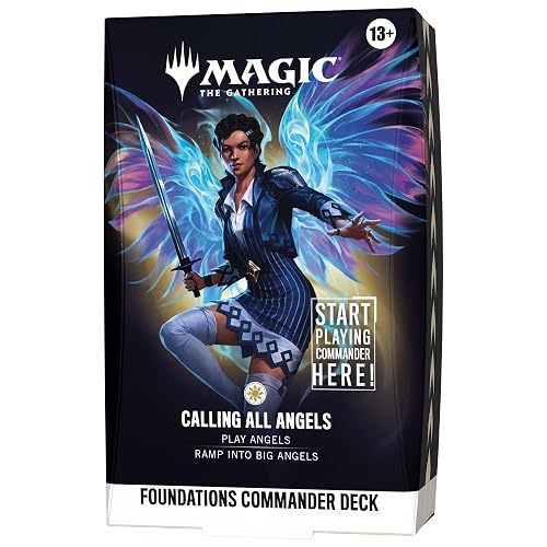 Magic: The Gathering Foundations Commander Deck - Llamando a Todos los ángeles | Cubierta de 100 Cartas + Accesorios