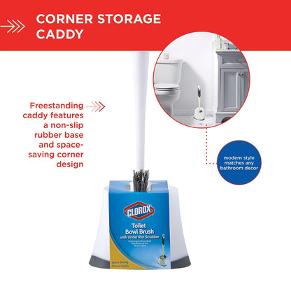 Clorox - Escobilla y émbolos para Inodoro, Blanco, Toilet Brush with Base, 1