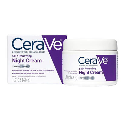 CeraVe Skin Renewing Sérum de Gel Facial con Ceramidas y Vitaminas - 48 g (Paquete de 1) - Skin Renewing Night Cream