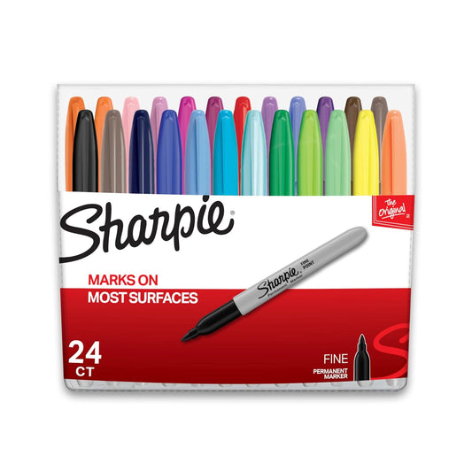 Sharpie 75846 Fine Point Permanent Marker, Assorted Colors, 24-Pack