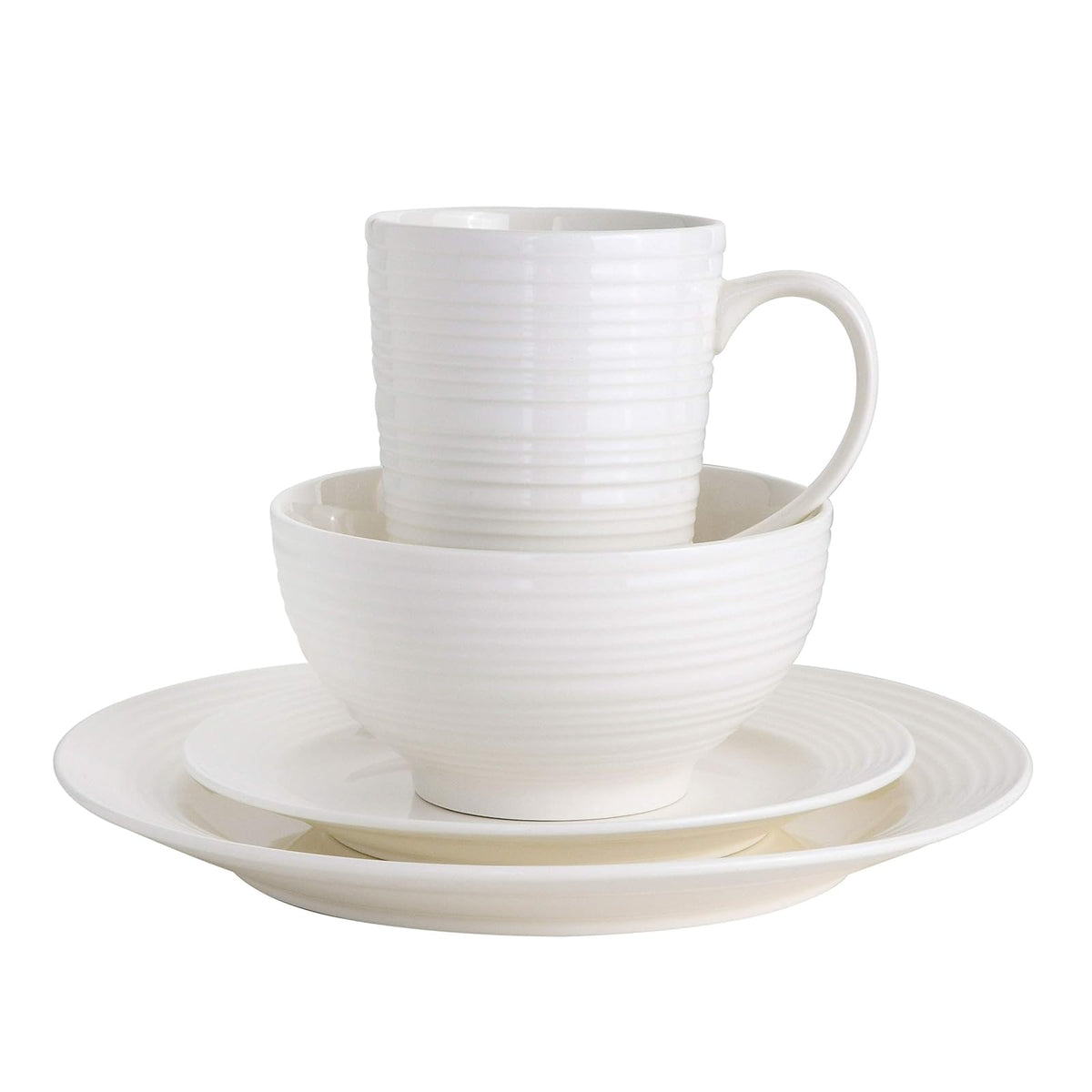 Gibson Home Amelia – Vajilla de corte 16 piezas, color blanco