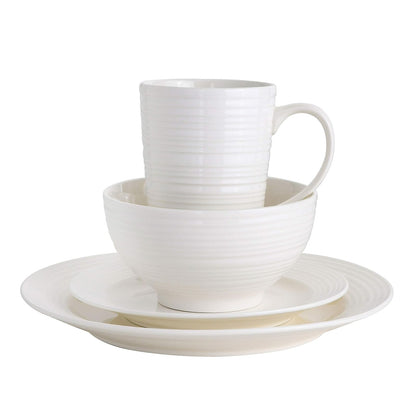 Gibson Home Amelia – Vajilla de corte 16 piezas, color blanco