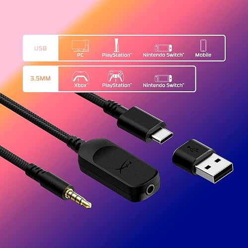 HyperX Cloud III, Auriculares Gaming con Cable, Cancelación de Ruido, Compatibles con PC, PS5, PS4, Xbox Series X|S, Xbox One, Nintendo Switch, Mac, Negro (727A8AA)