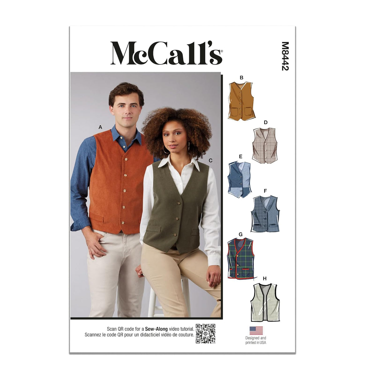 McCall's - Patrón de costura unisex para playera, multicolor, 2 piezas
