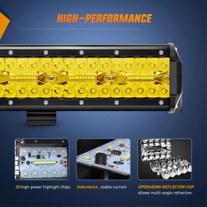Nilight Barra de Luz LED Ámbar de 20 in 420W con Triple Fila para Todoterreno ZH437