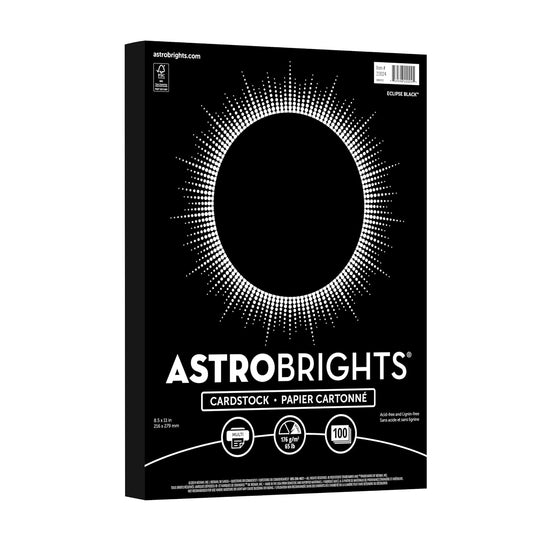Neenah Astrobrights Color Cardstock, Letter 8.5 x 11 Inches, 65 Pound Cover, Eclipse Black, 100 Sheets (22024) by Neenah