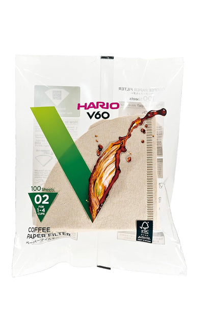 Hario Filtros de Papel para Gotero V60, Caja de 100 - Dripper 02 - Beige