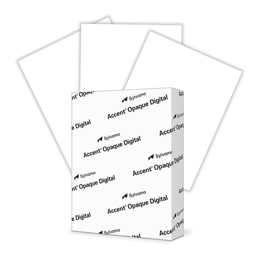 Accent Opaco, cubierta lisa, blanco, 80lb, 97 brillante, hojas, fabricado en los Estados Unidos, Carta, Blanco, 250 Sheets