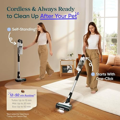 Levoit Aspiradora Inalámbrica LVAC-200 | Resistente a enredos, hasta 50 minutos, recargable, ligera, versátil para alfombras, piso duro, pelo de mascotas