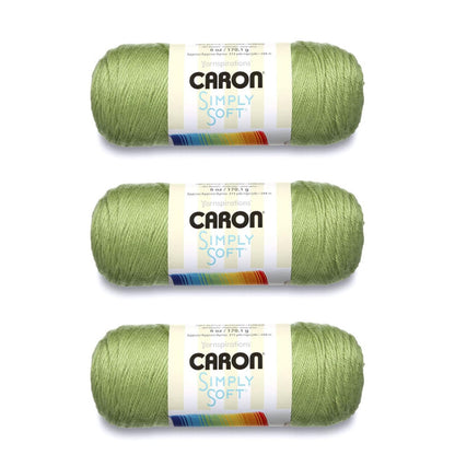 Caron Simply Soft Estambre Acrílico, Paquete de 3 (170 g c/u) - Pistacho