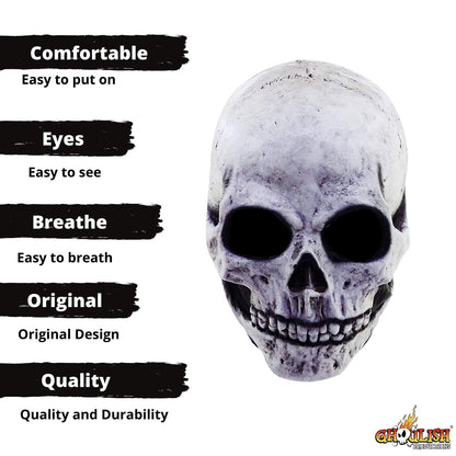 White Skull, Máscara de Craneo de Calavera Calaca, Máscaras de Calaveras de la Muerte Ideal para Halloween y Día de Muertos