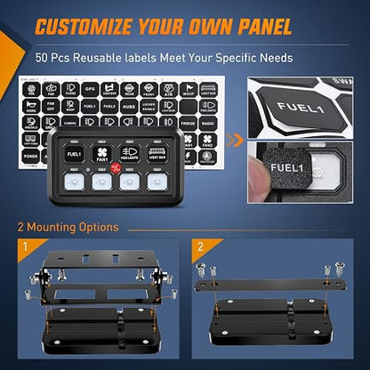 Nilight - Sistema de control de circuitos de control de circuito, arnés de cableado de fusible, regulable, para interruptor LED de 12 V, automóviles, camiones, campistas, SUV, 2 años de garantía, azul