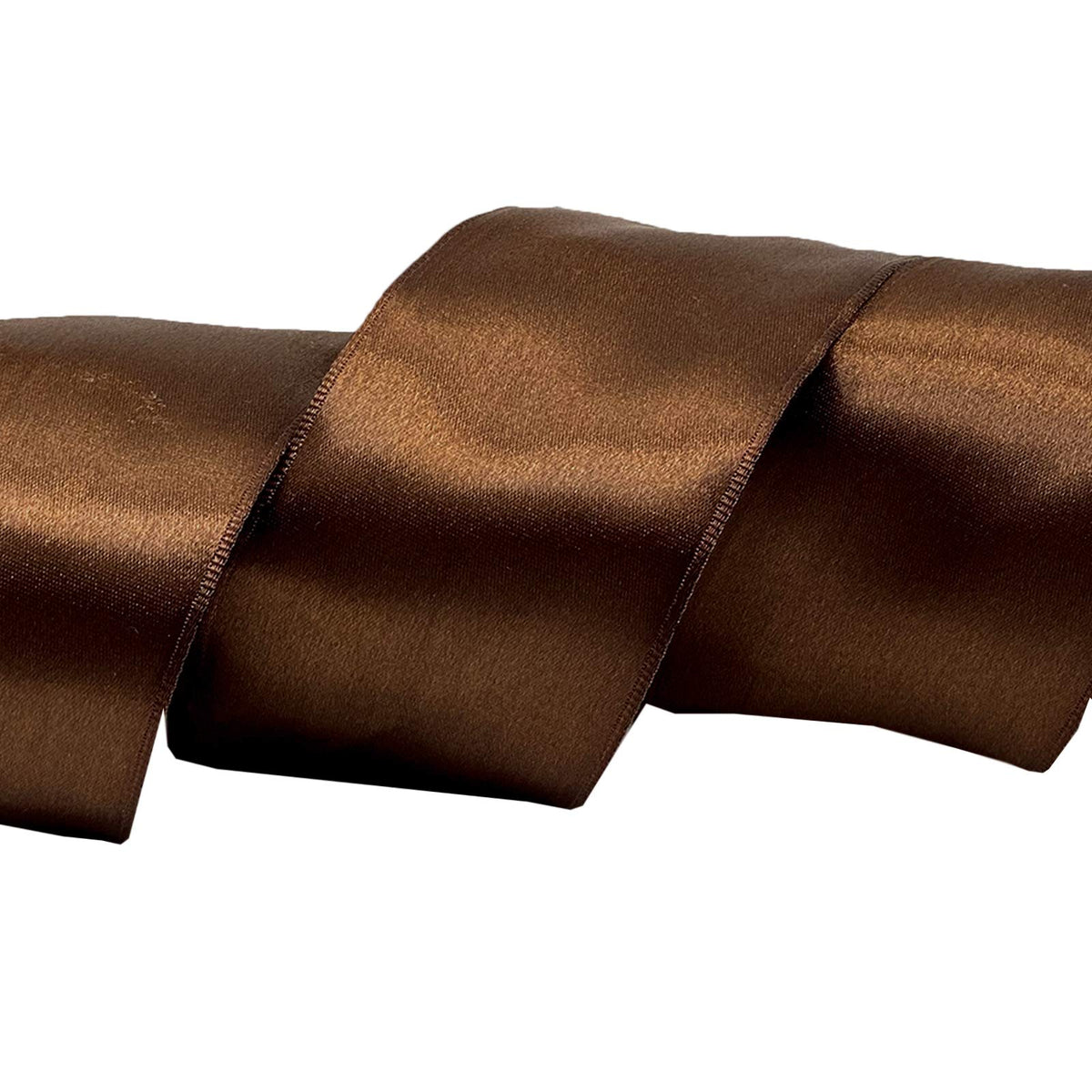 Morex Cinta de satén con alambre, envoltura de regalo, decoración de Navidad y boda, cintas de seda para manualidades y arreglos florales, 2-1/4 pulgadas por 10 yardas, café