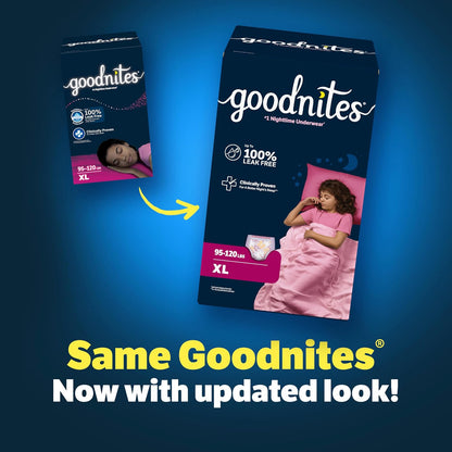 Goodnites Ropa interior nocturna para niñas XL (100 a 150 libras). ), 14 Ct